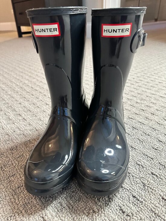 Hunter Shoes - Hunter Original Short Gloss Rain Boots Navy Blue US 7 EU 38 Buckle